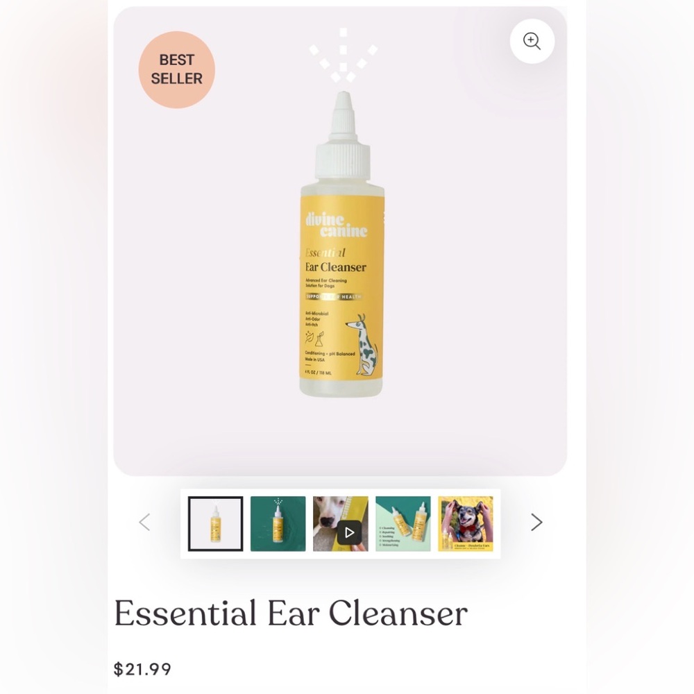 5/$30 Divine Canine Advanced Ear Cleanser for Dogs 8 fl oz NWT